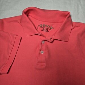 Orvis Golf Polo‎ Shirt Short Sleeve Men's Large Coral  Heavy Cotton
